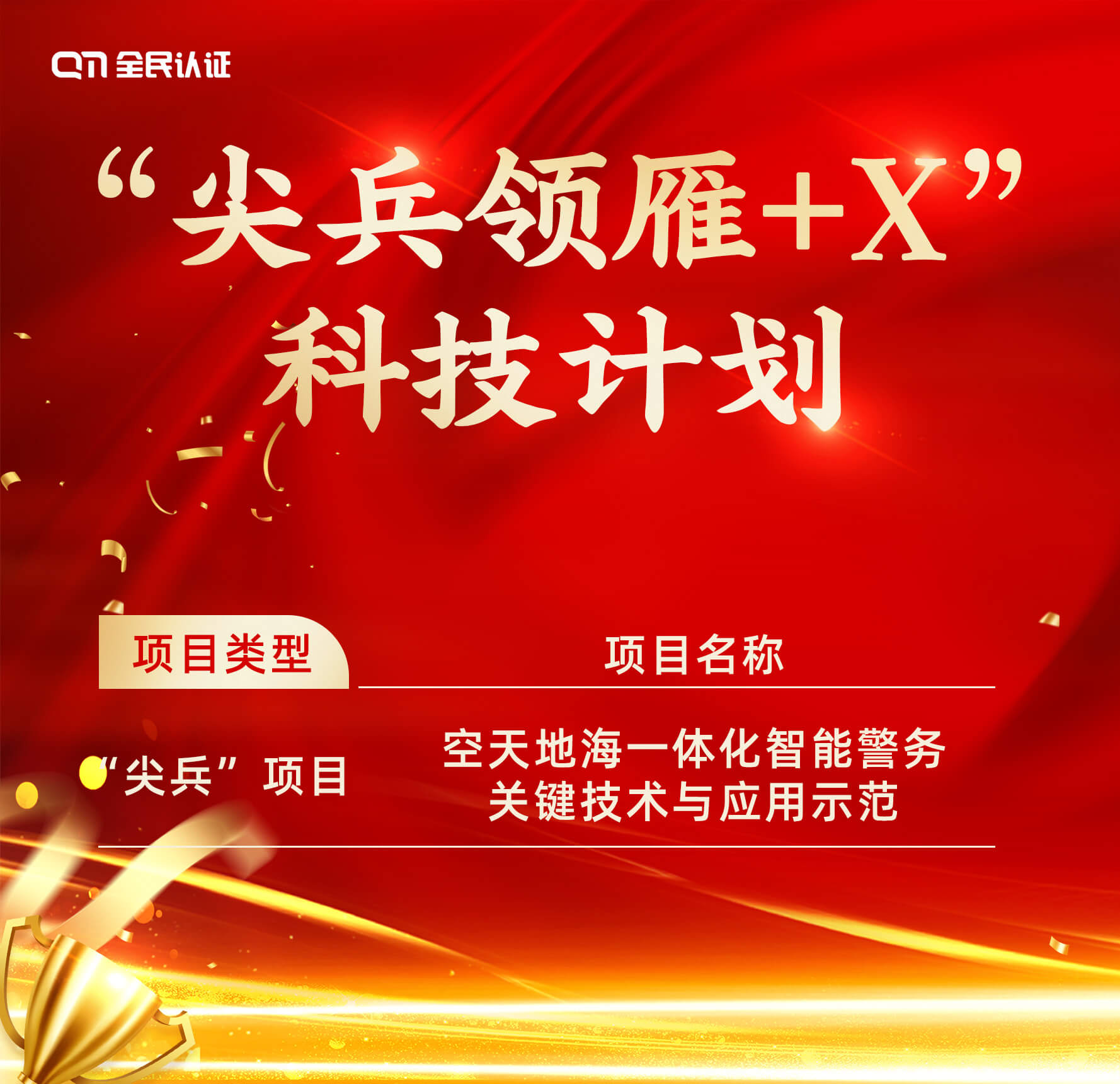 【喜报】全民认证“空天地海一体化智能警务关键技术与应用示范”项目入选2026年浙江省“尖兵领雁+X”计划